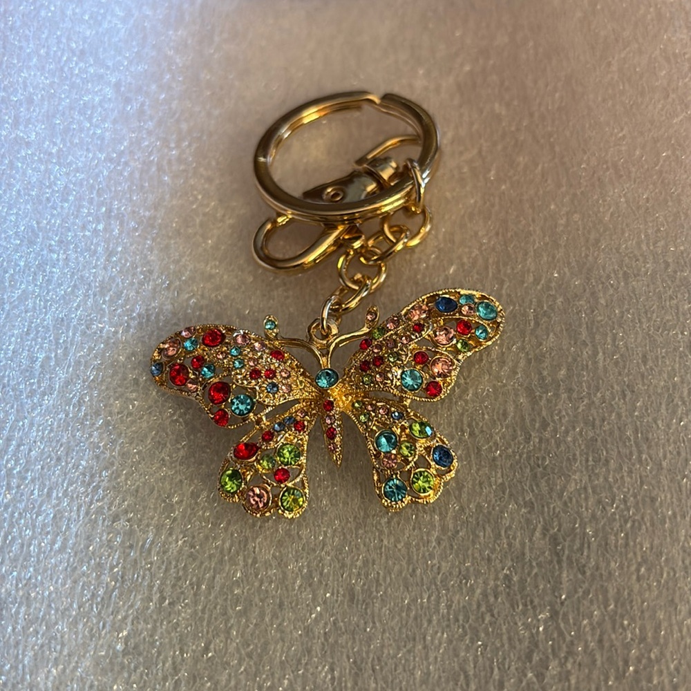 Colorful Butterfly Keychain with Crystals
